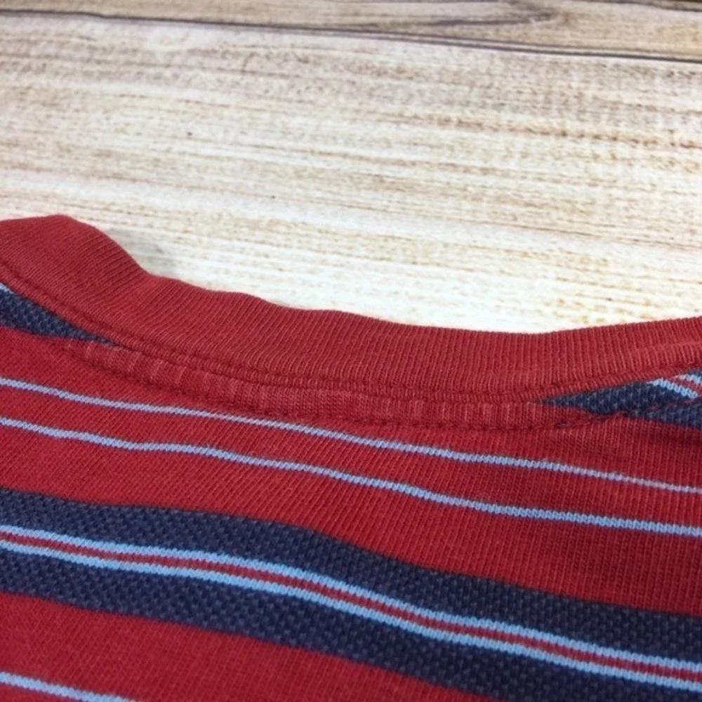 OshKosh B'gosh Henley Baby Boy Bodysuit 24M Red‎ Blue Striped Cotton Dog Patch
